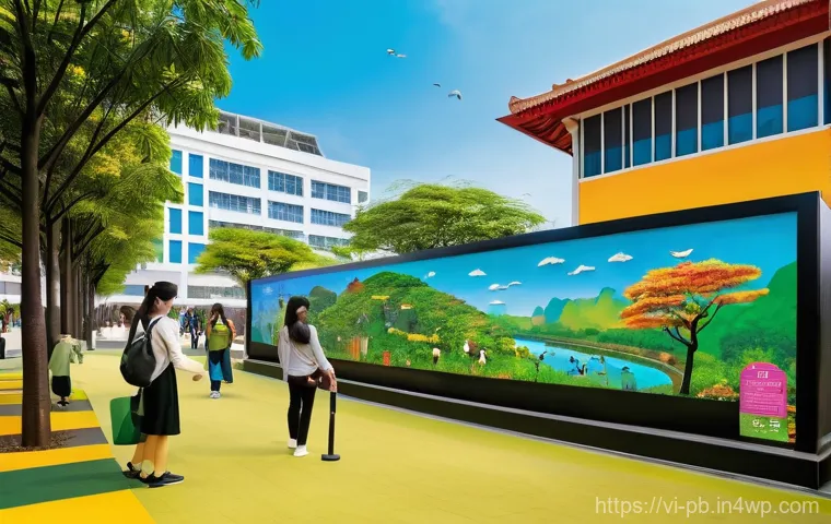 워커블 시티에서의 환경 교육 방안 - **Prompt:** "A bustling community garden and urban rooftop farm in a Vietnamese city. Diverse groups...