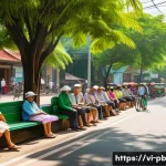 워커블 시티 디자인에 있어 주민의견의 중요성 - A vibrant Vietnamese urban pedestrian street scene during daytime, featuring diverse residents inclu...