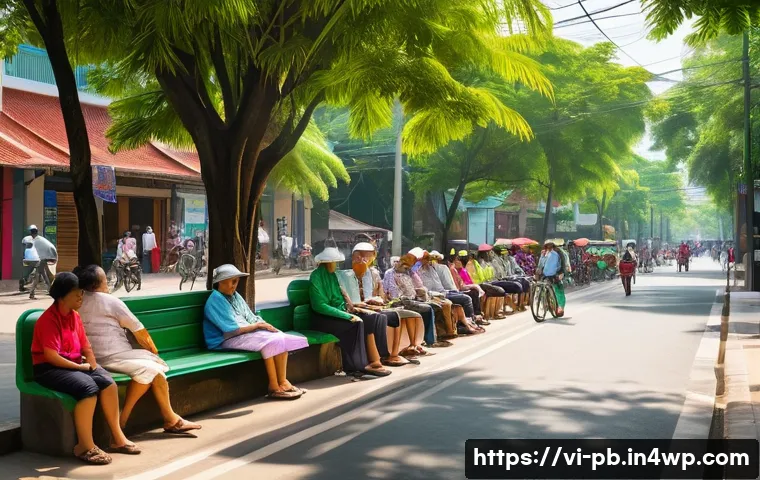 워커블 시티 디자인에 있어 주민의견의 중요성 - A vibrant Vietnamese urban pedestrian street scene during daytime, featuring diverse residents inclu...